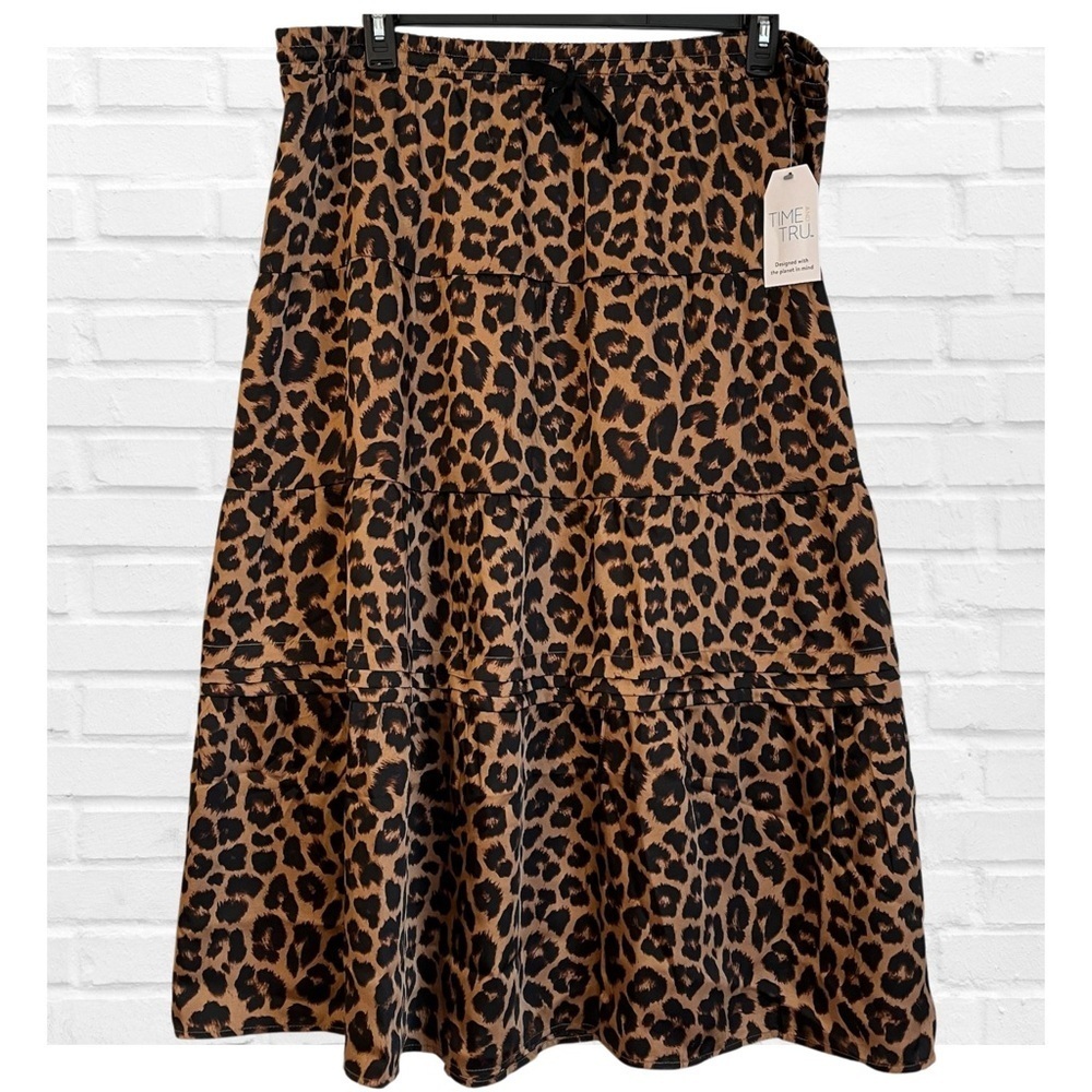 Time and Tru XXXL Animal Print A-Line Tiered Skirt Career Boho Mob Wife Bold